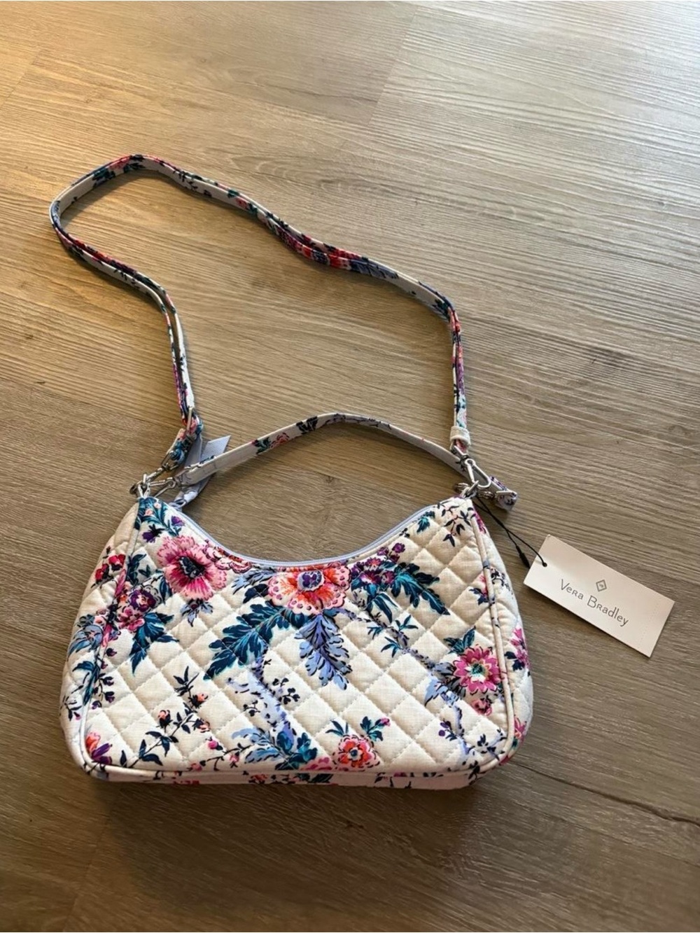 Vera Bradley Quilted Shoulder Bag with Pink & Blue Floral Print